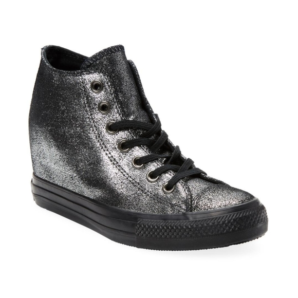 Converse Shoes - Converse Metallic Luxe Dark Pewter Metal Wedge Hi Tops